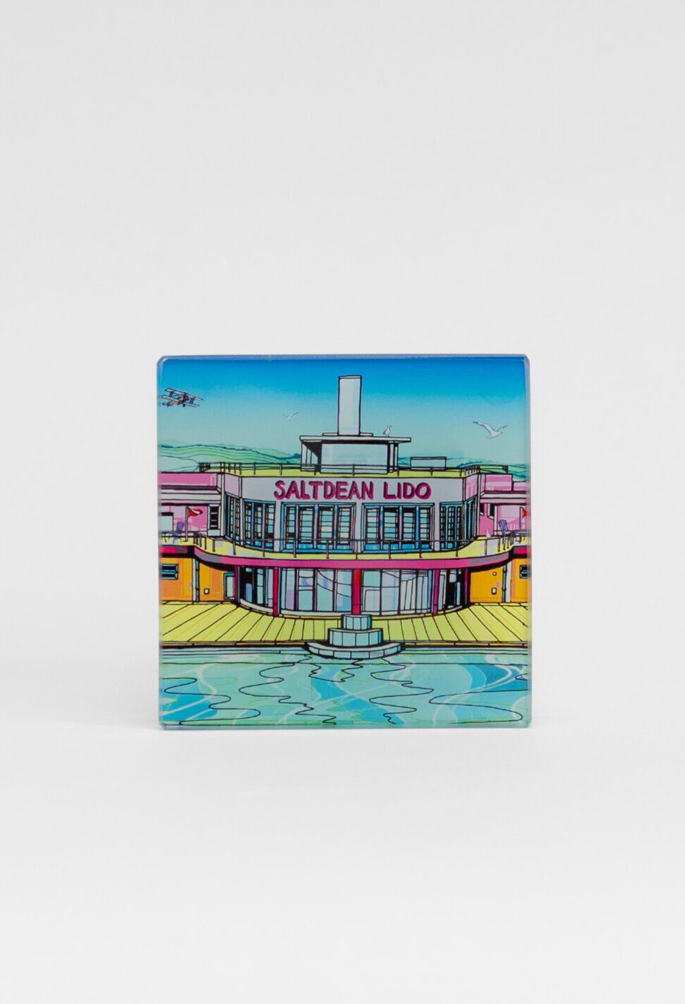 Dive into Deco (Saltdean Lido) Square Glass Coaster